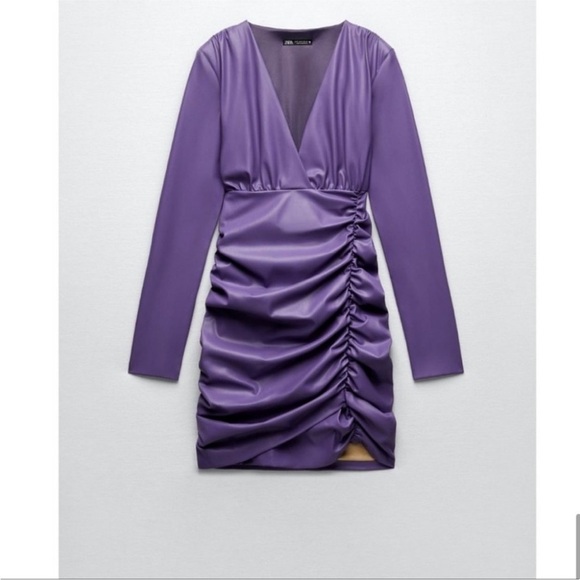 Zara vegan leather mini dress NEW - Picture 2 of 11